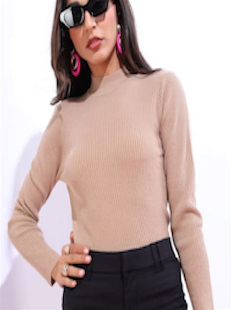 Buy Tokyo Talkies Women Nude Coloured High Neck Long Sleeve Sweater Sweaters For Women