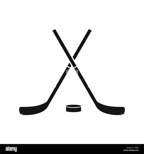 Crossed Hockey Sticks And Puck Icon Simple Style Stock Vector Image