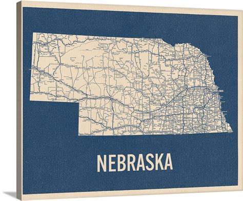 Vintage Nebraska Road Map 2 | Great Big Canvas