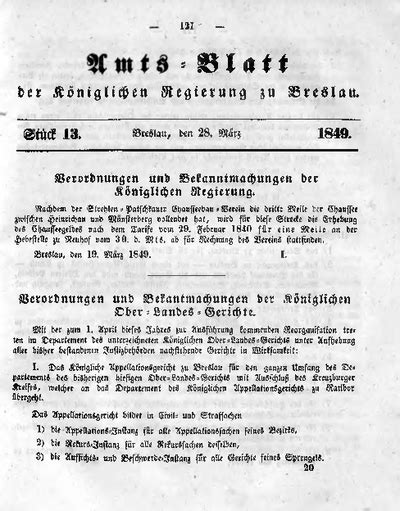 Amts Blatt Der K Niglichen Regierung Zu Breslau Bd St