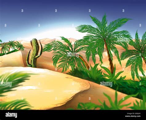 Cartoon desert oasis hi-res stock photography and images - Alamy