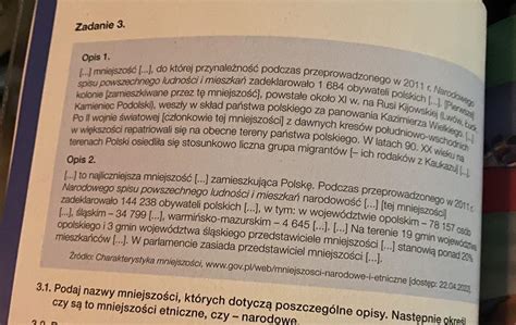 Z tekstu w miejsce kropek podaj nazwy mniejszości których dotyczą