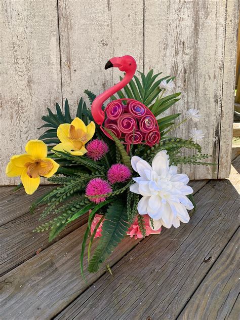 Flamingo Centerpiece Tropical Centerpiece Flamingo Decor Summer