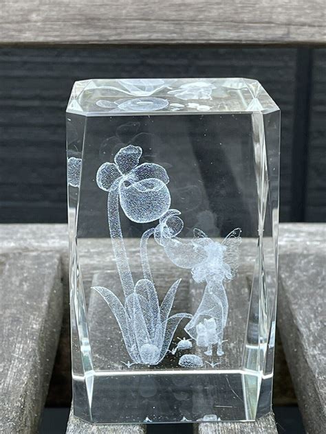 Crystal Clear Glass Cube Paperweight D Laser Etched Fairy Tall