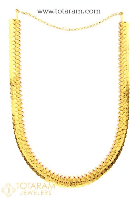 K Gold Parrot Lakshmi Kasu Mala Long Necklace Kasulaperu With