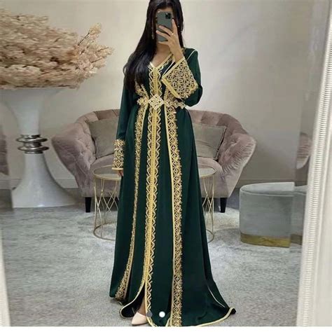 Kleid Frauen Mode Bestickte Lange Kaftan Jellaba Moslemische Kleidung