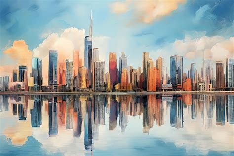 Premium Photo Watercolor Cityscape Explore The Charm Of A Big City