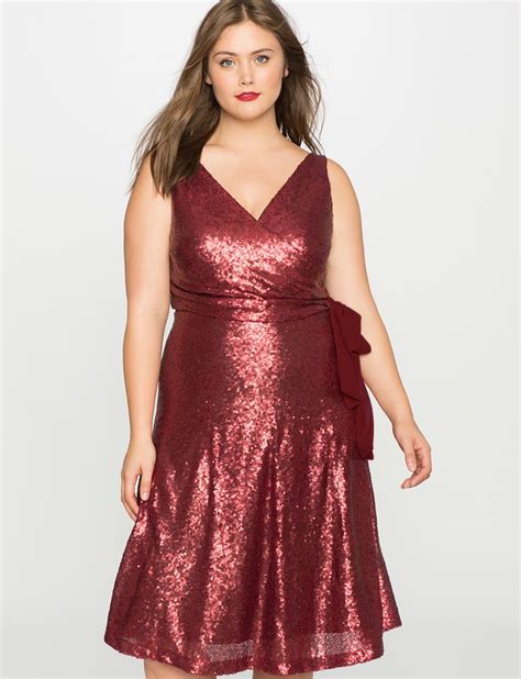 Sleeveless Sequin Wrap Dress Womens Plus Size Dresses Eloquii Plus