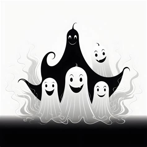 Premium AI Image | Black and white cute ghost for halloween