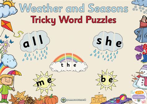 Eyfs Weather And Seasons Tricky Word Puzzles Grammarsaurus Hot Sex