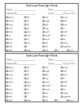 Dolch Sight Words Assessment Tool By Ilovemyjob Tpt