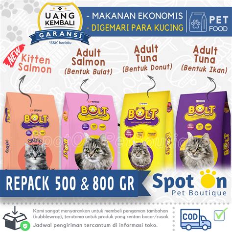 Jual Bolt Adult Kitten Repack 800gr 500gr Bolt Tuna Salmon Makanan