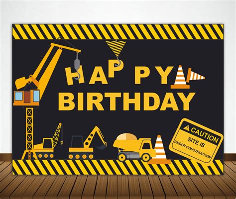 Construction Birthday Party Backdrop For Photography Banner Kids Event