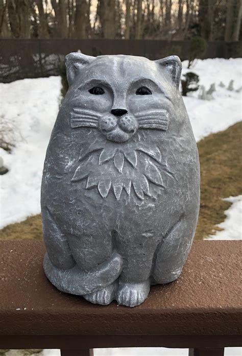 Cement Cat Statue Concrete Cat Figure Large Cat Garden - Etsy