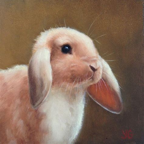 Bunny Portrait Original Oil Painting Home Decor Wall Decor Small Artwork 5 5 Inches Small