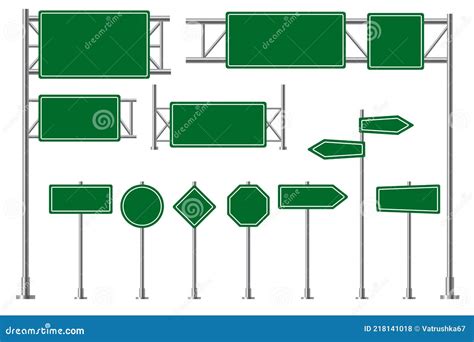 Blank Road Billboard Vector Set Of Road Signs Isolated On A White