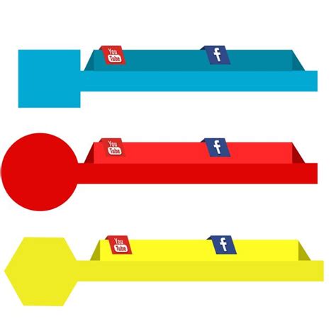 Four Different Colored Arrows With Social Icons On Them