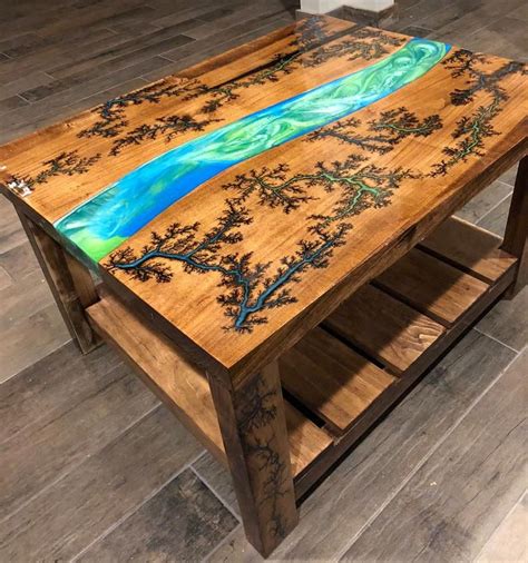 Fractal Burn River Coffee Table Etsy In 2020 Wood Resin Table