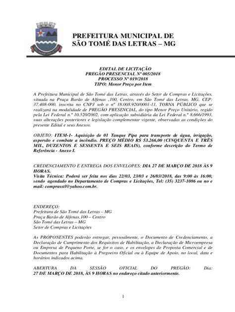 Preenchível Disponível Prefeitura Municipal de So Thom das Letras Bem