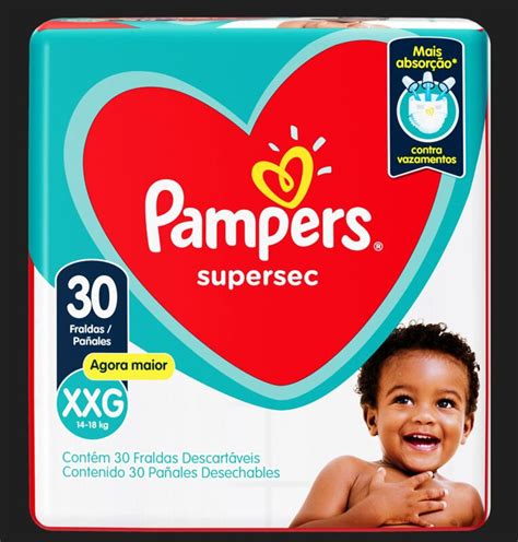 Fralda Descartavel Infantil Pampers Supersec Xxg Pacote 30 Unidades