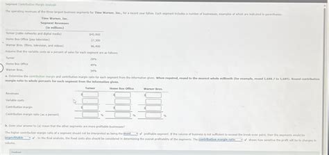 Solved Segment Contribution Margin AnalysisTime Warner Chegg