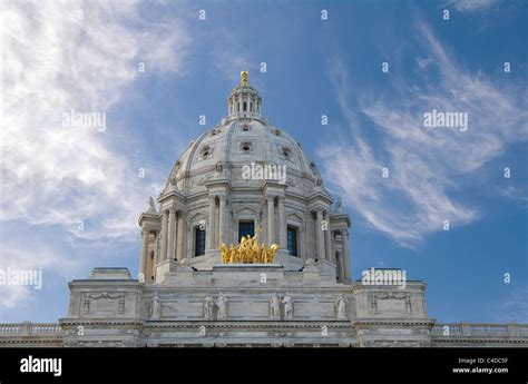 Minnesota State Capitol building showing the dome, the quadriga and ...