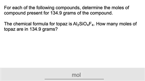 Solved For Each Of The Following Compounds Determine The Moles Of