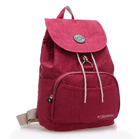 Women Backpack Drawstring Bag Waterproof Nylon Colors Lady Women S