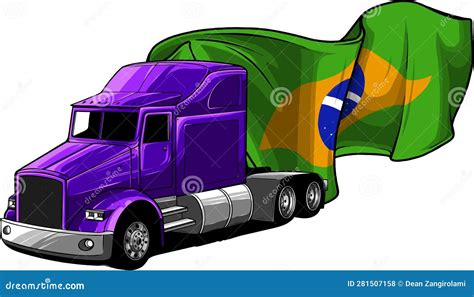 Semi Truck Vector Illustration On White Background Stock Vector