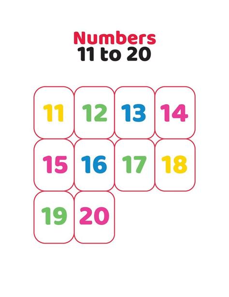 11 to 20 English number.Counting numbers for kids 22818563 Vector Art ...