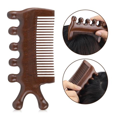 2 In 1 Wooden Meridian Massage Comb Gua Sha Point Acupuncture Head And Body Massager Handle Scalp