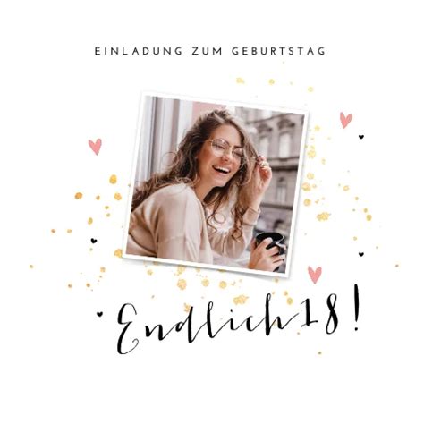 Schicke Einladung Zum Geburtstag Mit Foto Goldtupfern