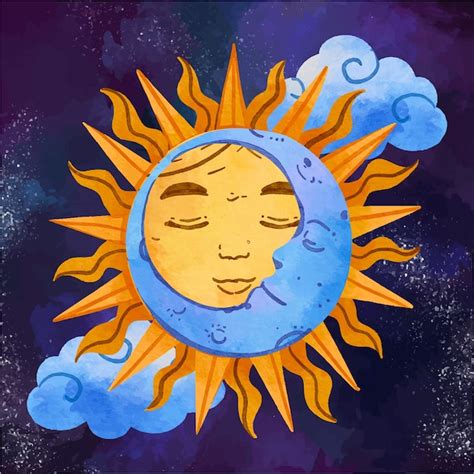 Ilustración De Dibujo De Sol Y Luna Vector Gratis