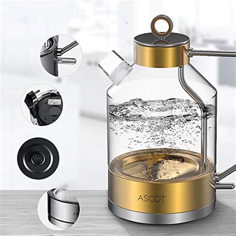 Electric Kettle ASCOT Electric Tea Kettle 1 6L 1500W Glass Electric