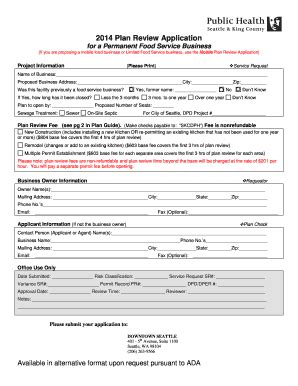 Fillable Online Kingcounty 2014 Plan Review Application For A Permanent