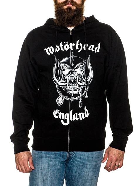 Licensed Motorhead England Heavy Metal Black Sweatshirt Zip Up Hoodie