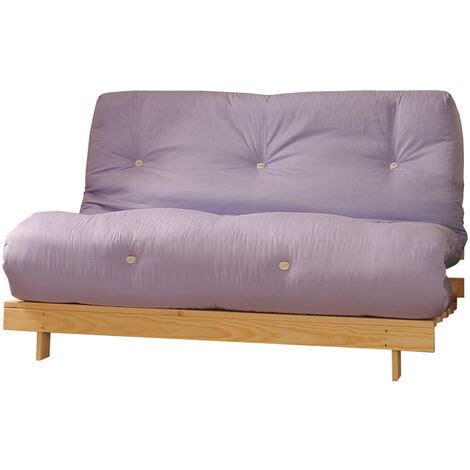 4ft Luxury Wooden Futon Set Frame And Mattress In Lilac