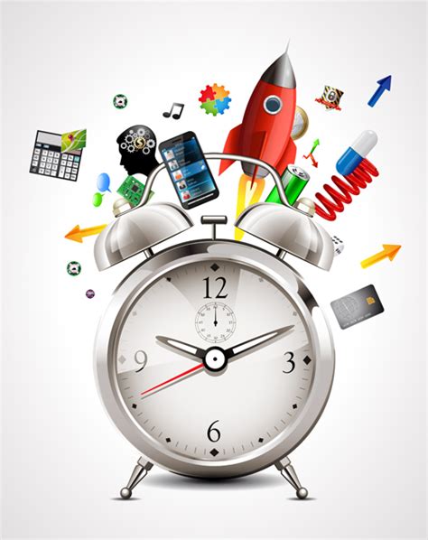 Realistic alarm clock design vector 02 free download