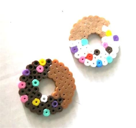 Perler Beads Mini Sprinkle Donuts Keychain Magnet Etsy Perler Bead