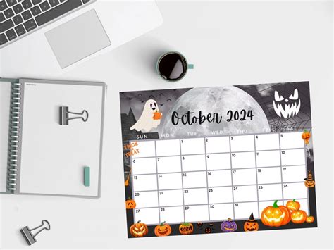 Editable October Calendar Printable Calendar Spooky