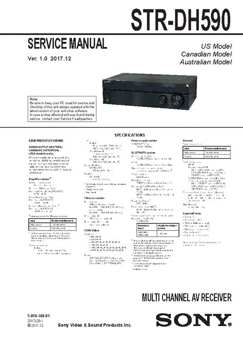 Sony Str Dh590 Ver10 Sm Service Manual Download Schematics Eeprom Repair Info For