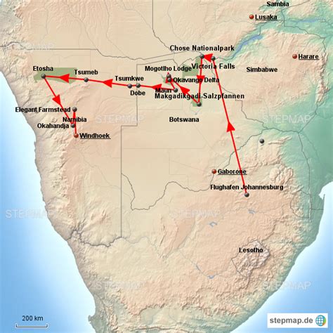 StepMap Simbabwe Botswana Namibia 2017 Landkarte für Afrika