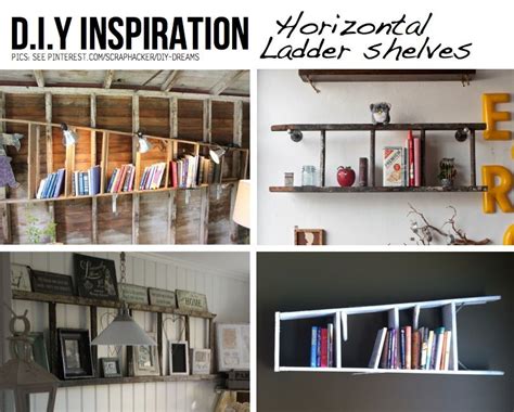 Diy Horizontal Ladder Shelves Bookcase Diy Horizontal Ladder Wall Decor Diy Ladder