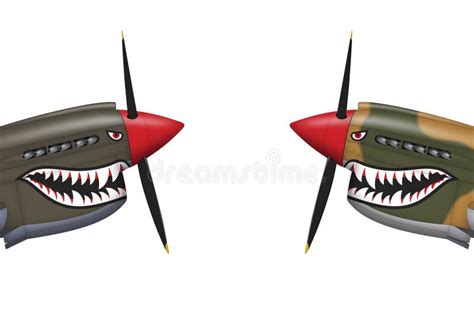 Curtiss P-40 nose closeup stock illustration. Illustration of combat ...