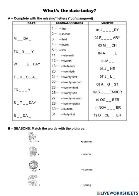 What's the date? online exercise for | Live Worksheets