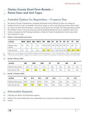 Fillable Online Chelan County Short Term Rentalsparcel Sizes And Unit