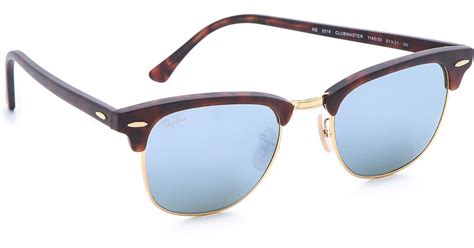 Ray Ban Mirrored Clubmaster Sunglasses In Metallic For Men Lyst