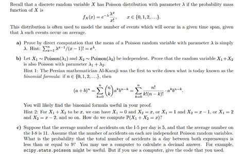 Solved Recall That A Discrete Random Variable X Has Poisson Chegg