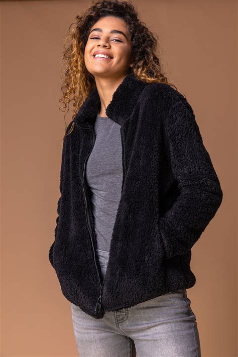 Soft Sherpa Fleece Jacket In Black Roman Originals UK