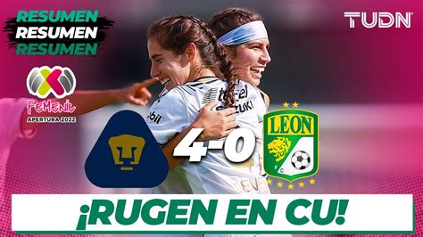 Resumen y goles Pumas 4 0 León Liga Mx Femenil AP2022 J15 TUDN